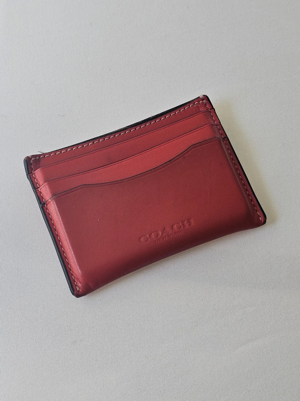 COACH Red Leather Slim Card Wallet